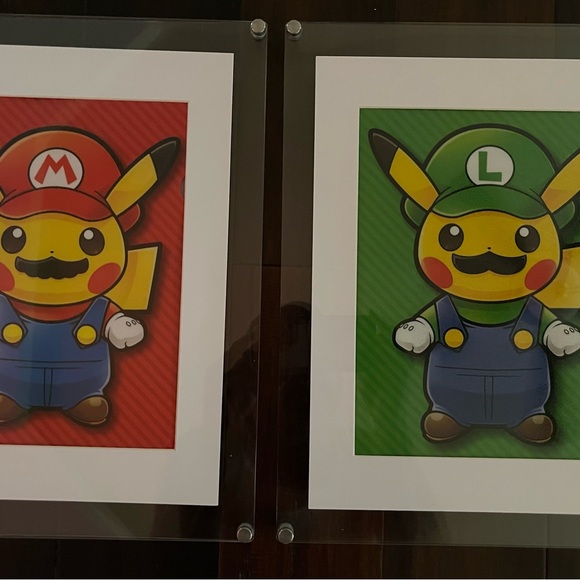 Pokémon Center Japan Mario & Luigi 11”x14” Framed Art Files